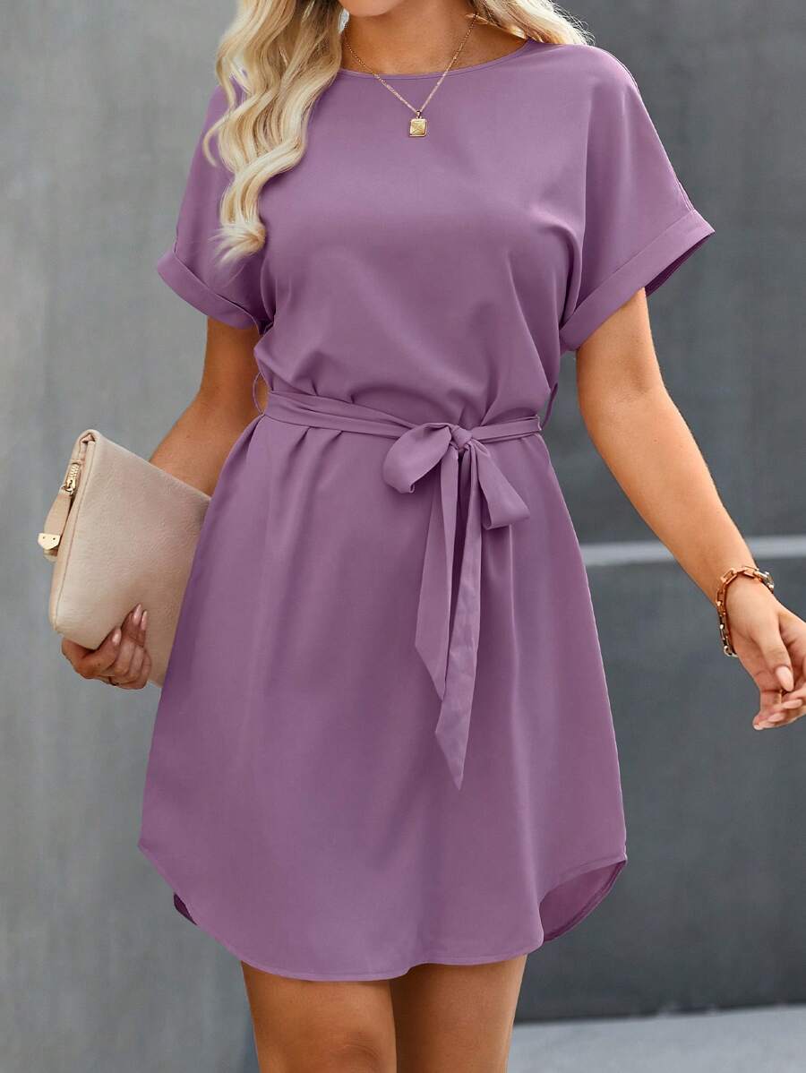 Vestido Curto Túnica com Cinto e Bolsos - La Lecce