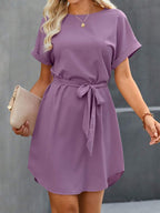 Vestido Curto Túnica com Cinto e Bolsos - La Lecce
