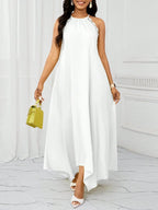 Vestido Maxi Frente Única com Laço e Bainha Assimétrica - La Lecce