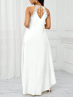 Vestido Maxi Frente Única com Laço e Bainha Assimétrica - La Lecce