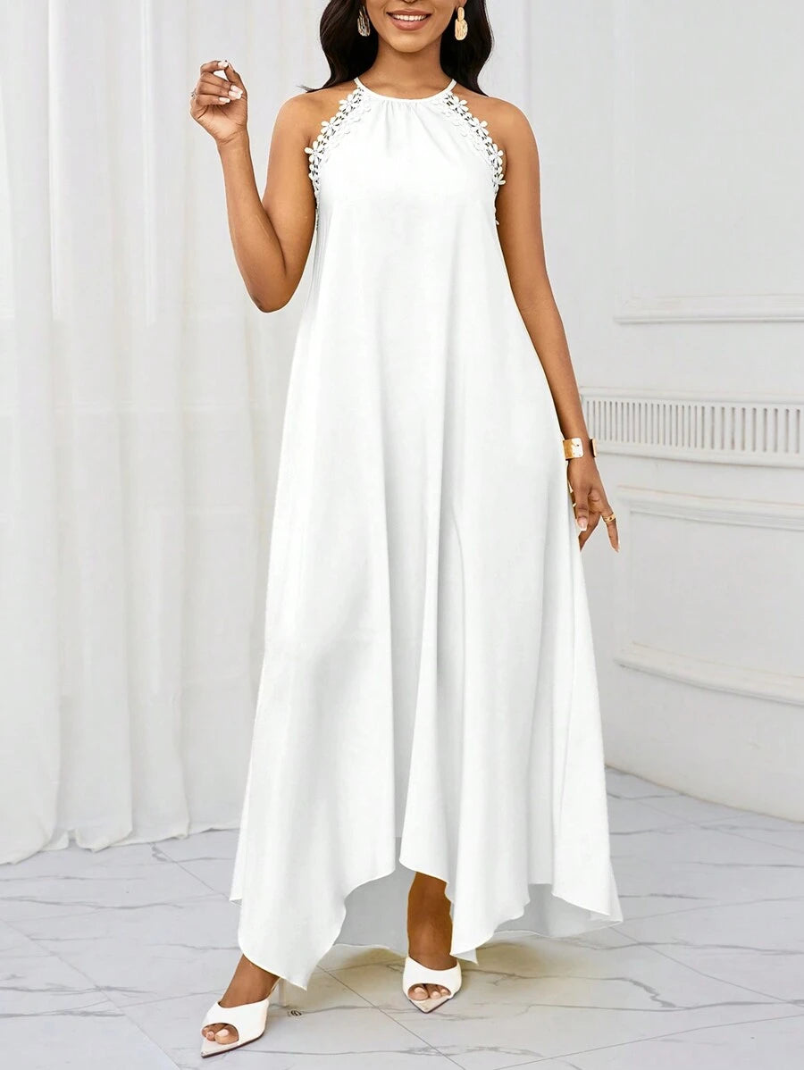 Vestido Maxi Frente Única com Laço e Bainha Assimétrica - La Lecce