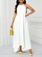 Vestido Maxi Frente Única com Laço e Bainha Assimétrica - La Lecce
