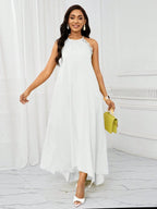 Vestido Maxi Frente Única com Laço e Bainha Assimétrica - La Lecce