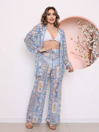 Conjunto Camisa e Calça de Tule Estampado
