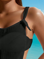 Saída de Praia Vestido Slim Fit com Bolso e Alças Grossas