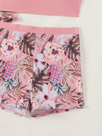 Conjunto de Biquíni 3 Peças Estampa Tropical