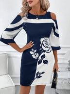 Vestido Curto Decote Canoa com Estampa Floral - La Lecce