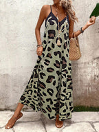 Vestido Longo Estampa de Leopardo com Costas Abertas - La Lecce