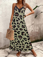Vestido Longo Estampa de Leopardo com Costas Abertas - La Lecce