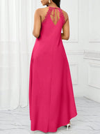 Vestido Maxi Frente Única com Laço e Bainha Assimétrica - La Lecce