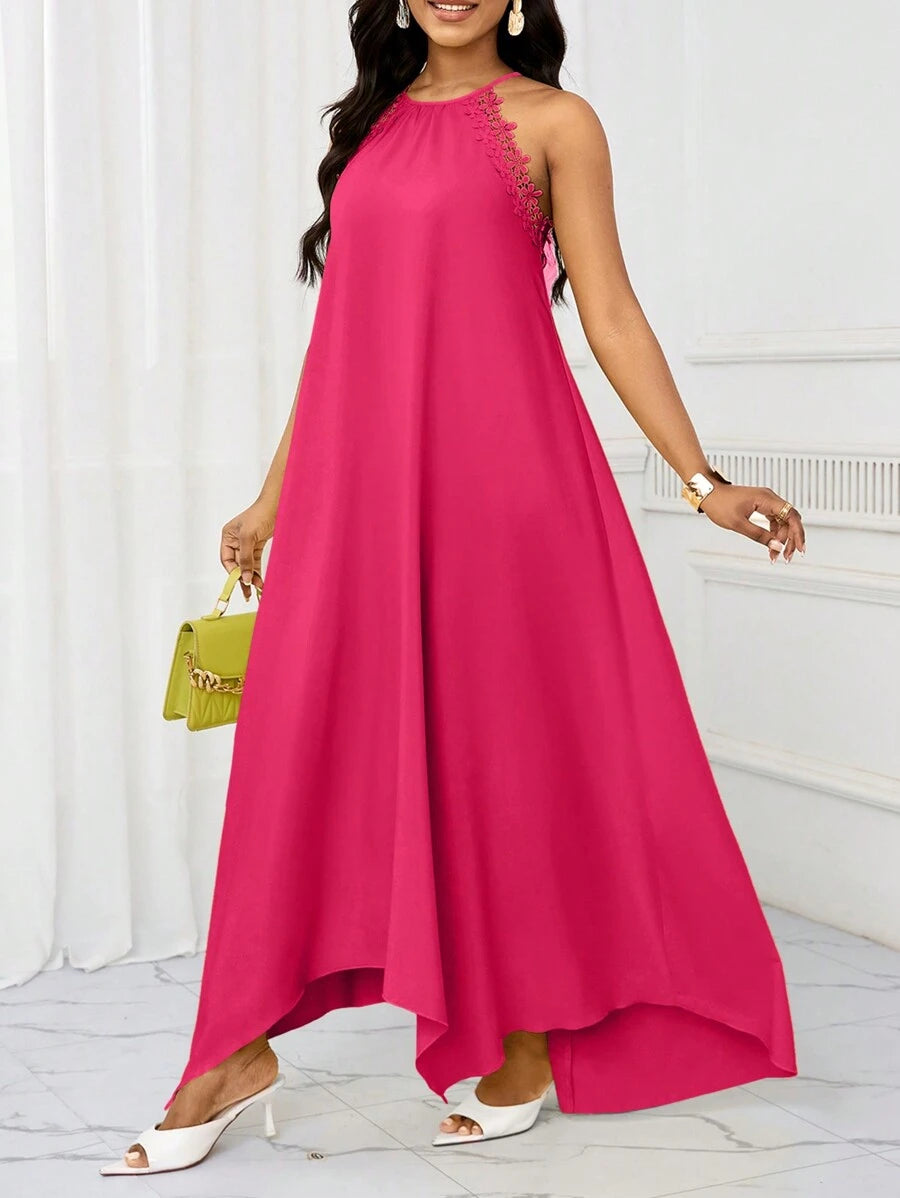 Vestido Maxi Frente Única com Laço e Bainha Assimétrica - La Lecce