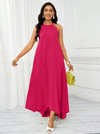 Vestido Maxi Frente Única com Laço e Bainha Assimétrica - La Lecce