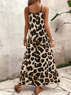 Vestido Longo Estampa de Leopardo com Costas Abertas - La Lecce