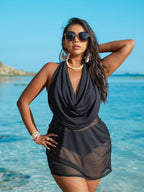 Saída de Praia Plus Size com Drapeado