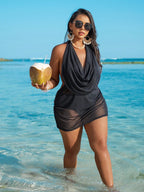 Saída de Praia Plus Size com Drapeado