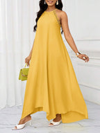 Vestido Maxi Frente Única com Laço e Bainha Assimétrica - La Lecce