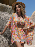 Conjunto 3 Peças Kimono Floral Boho