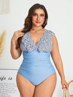 Maiô Plus Size Plissado com Zíper