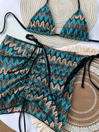 Conjunto de Biquíni Frente-Única com Tie Back 3 Peças