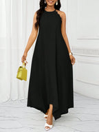 Vestido Maxi Frente Única com Laço e Bainha Assimétrica - La Lecce