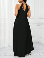 Vestido Maxi Frente Única com Laço e Bainha Assimétrica - La Lecce