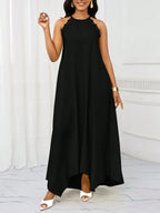 Vestido Maxi Frente Única com Laço e Bainha Assimétrica - La Lecce
