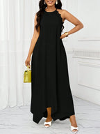 Vestido Maxi Frente Única com Laço e Bainha Assimétrica - La Lecce