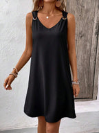 Vestido Midi Túnica com Decote V e Detalhe em Argola - La Lecce