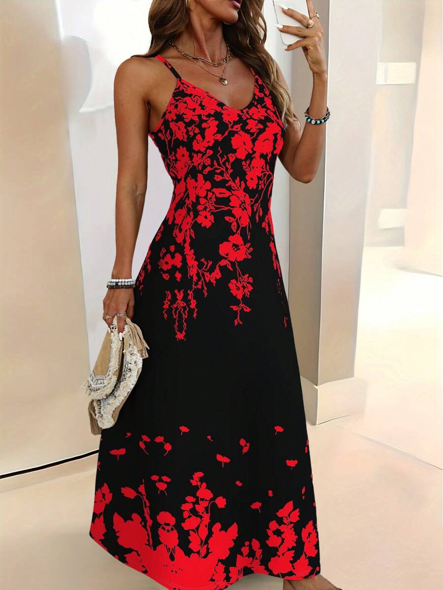 Vestido Longo Boho de Alças Finas com Bainha Assimétrica - La Lecce