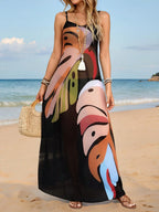 Saída de Praia Vestido Ziguezague Alças Finas
