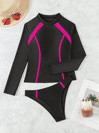 Tankini Esportivo Manga Longa com Gola Alta