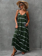 Vestido Longo de Malha com Estampa de Folhas de Coqueiro - La Lecce
