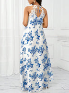 Vestido Maxi Frente Única com Laço e Bainha Assimétrica - La Lecce