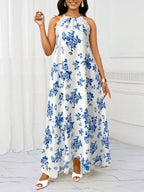 Vestido Maxi Frente Única com Laço e Bainha Assimétrica - La Lecce