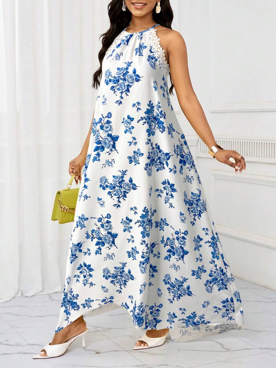 Vestido Maxi Frente Única com Laço e Bainha Assimétrica - La Lecce