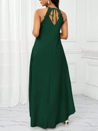 Vestido Maxi Frente Única com Laço e Bainha Assimétrica