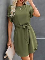 Vestido Curto Túnica com Cinto e Bolsos - La Lecce