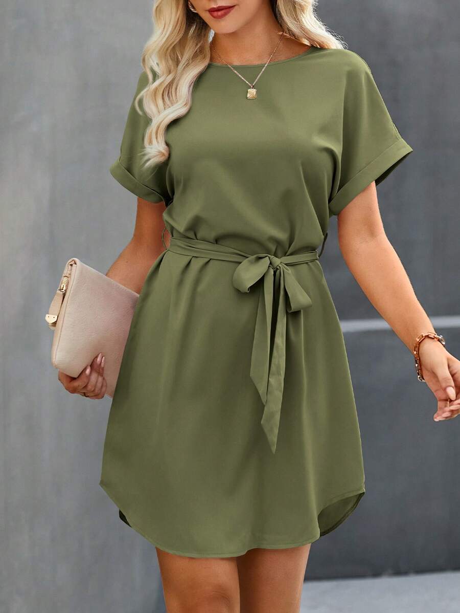 Vestido Curto Túnica com Cinto e Bolsos - La Lecce