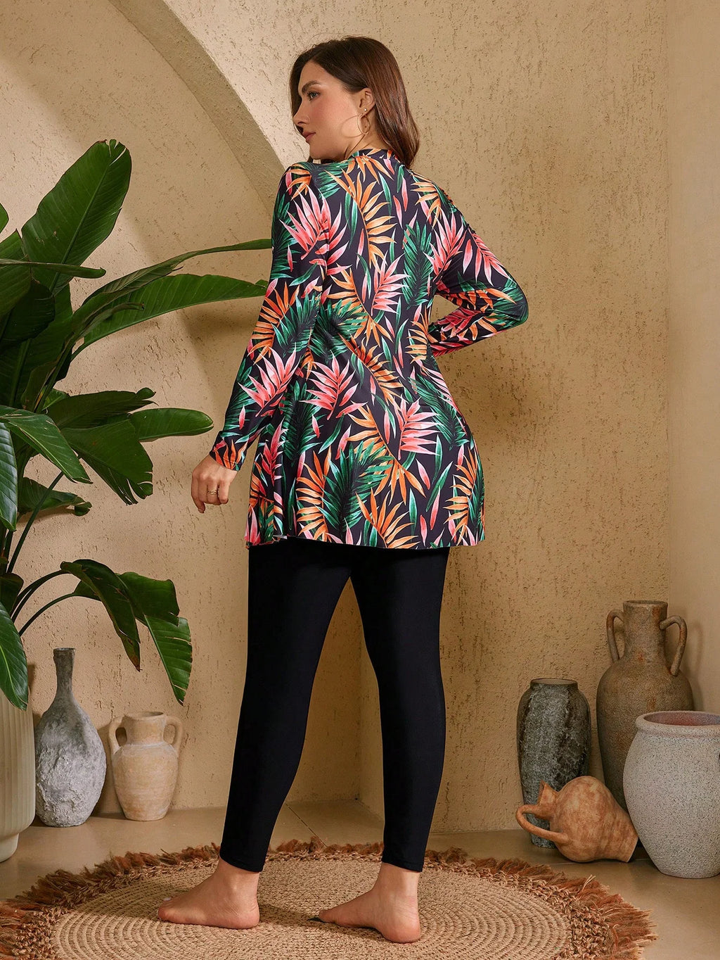 Conjunto Burkini Plus Size com Zíper Frontal