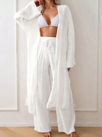 Kimono Longo com Abertura Frontal e Manga Longa