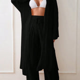 Kimono Longo com Abertura Frontal e Manga Longa