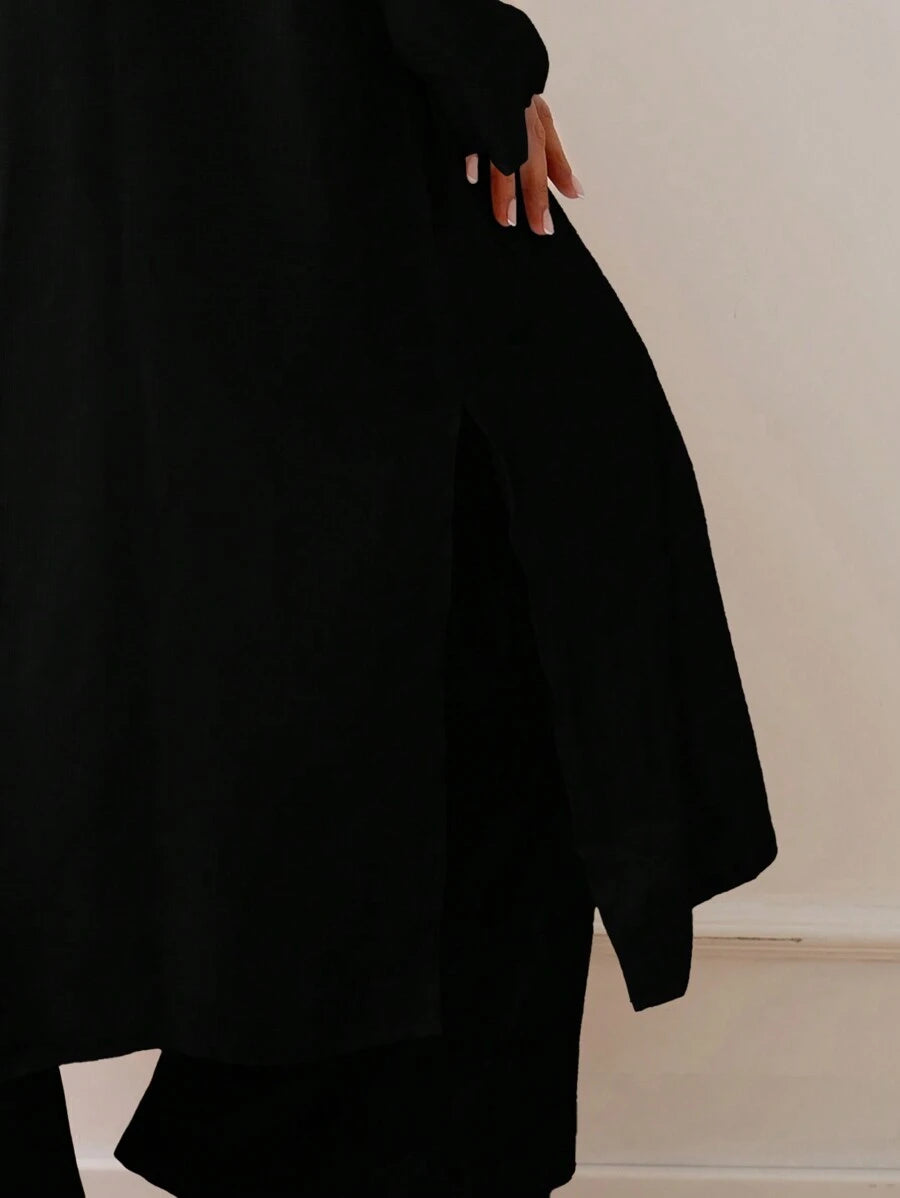 Kimono Longo com Abertura Frontal e Manga Longa