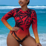 Maiô Plus Size Tropical Manga Comprida