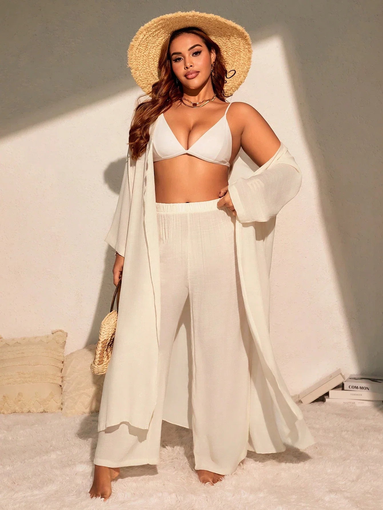 Saída de Praia Plus Size Bolso Lateral
