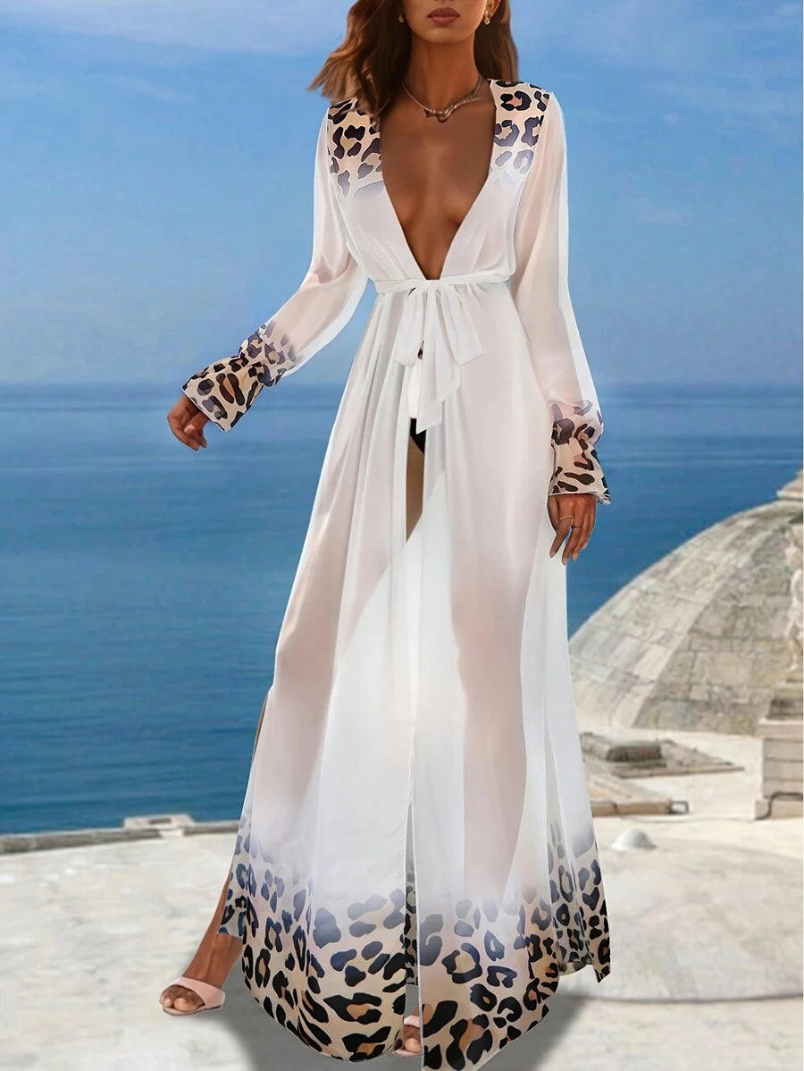 Saída de Praia Leopard Luxe