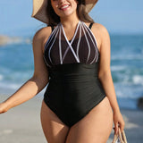 Maiô Plus Size Frente Única Listrado