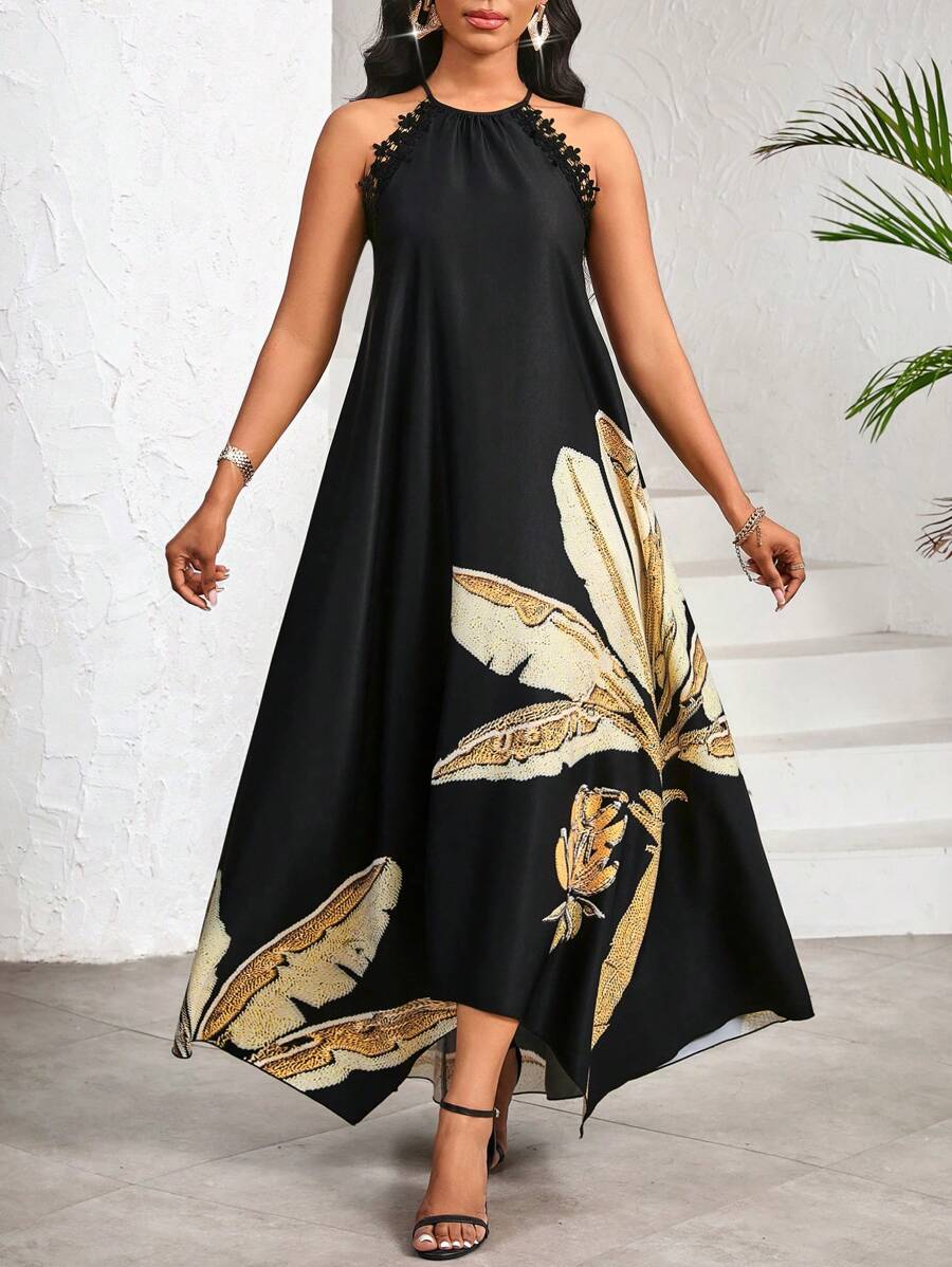 Vestido Maxi Frente Única com Laço e Bainha Assimétrica