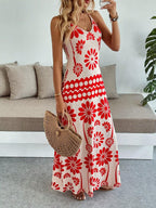 Vestido Longo Boho de Alças Finas com Bainha Assimétrica - La Lecce