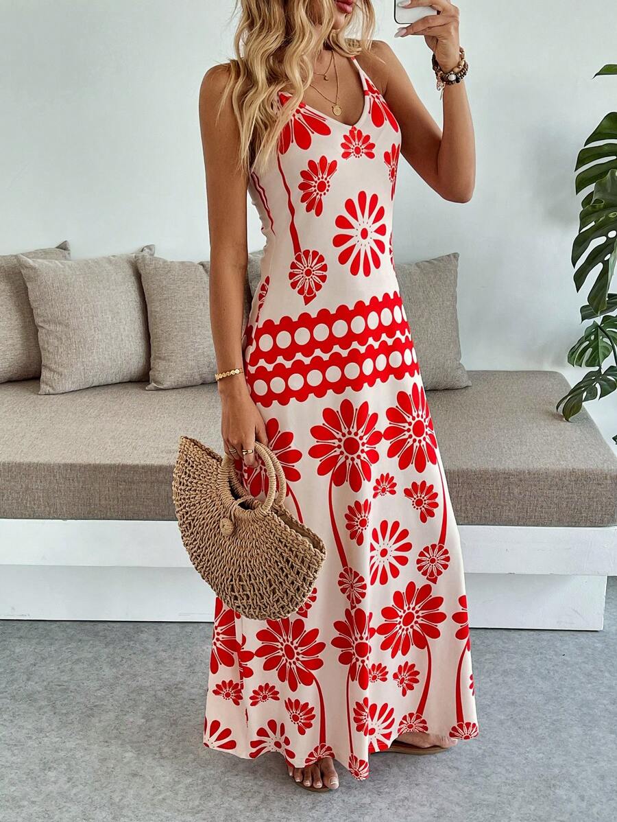 Vestido Longo Boho de Alças Finas com Bainha Assimétrica - La Lecce