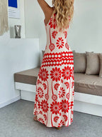 Vestido Longo Boho de Alças Finas com Bainha Assimétrica - La Lecce